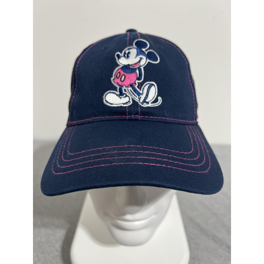 Disney Mickey Mouse Hat Cap Strap Back Navy Blue Embroidered Cartoon Mens